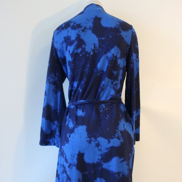 Womens Bumble Bella by Jill Martin Blue Navy Watercolor Print Jersey Spa Robe M - Picture 8 of 10
